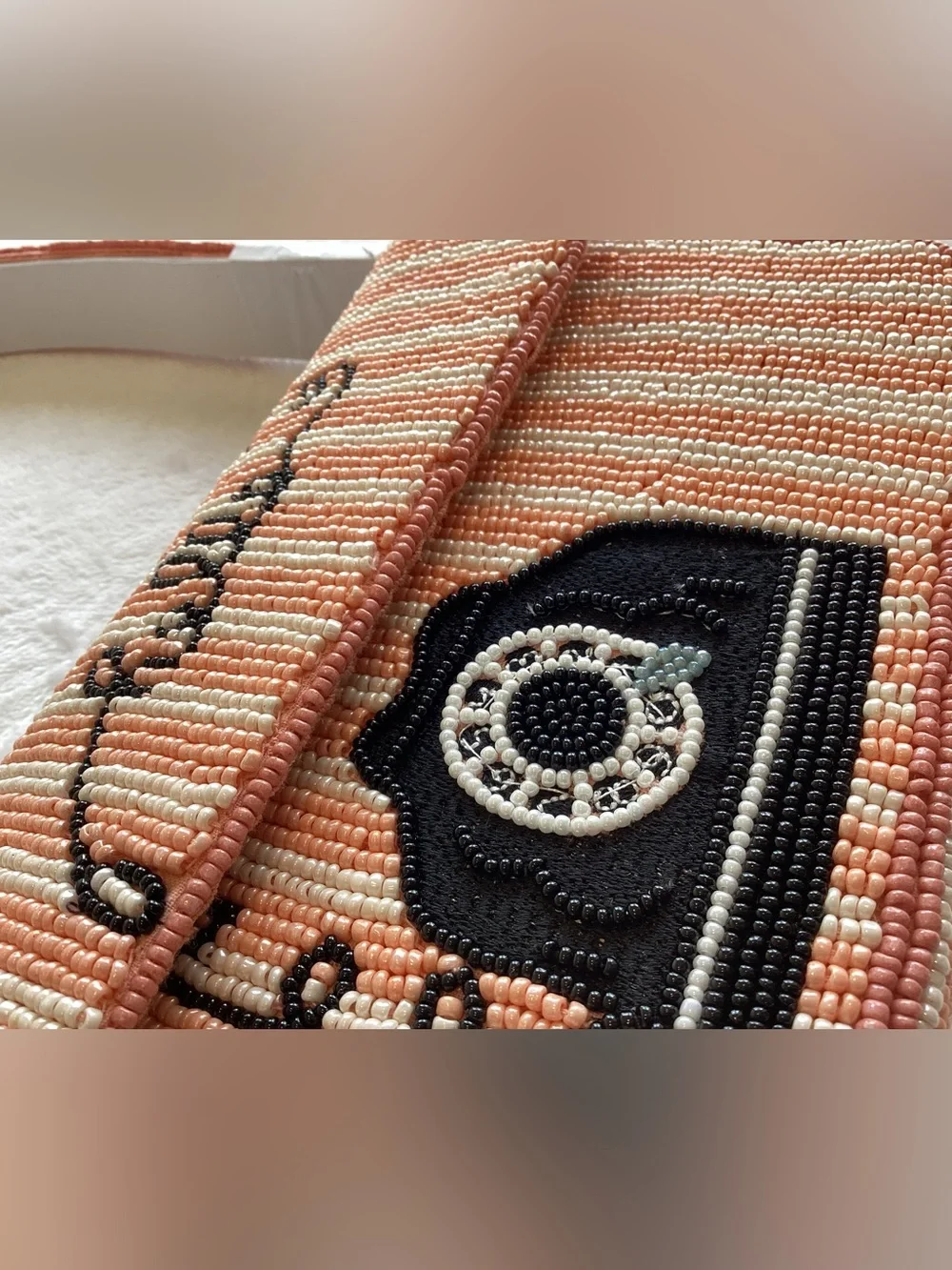 Anthropologie Peach Beaded Telephone Crossbody